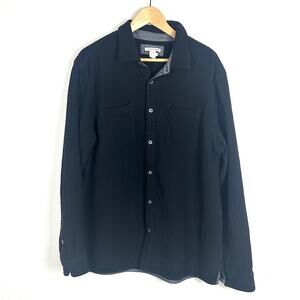 CARBON2COBALT | Men's Black Gauze Cotton Button Down Shirt | Large
